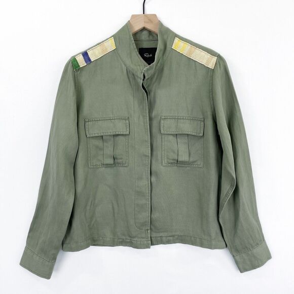 Rails Jacket‎ Womens Small Green Relaxed Linen Military Utility Festival Coastal - Picture 2 of 16